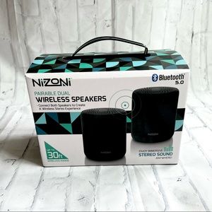Nizoni Pairable Dual Wireless Bluetooth Speakers 5.0 - NIB Black